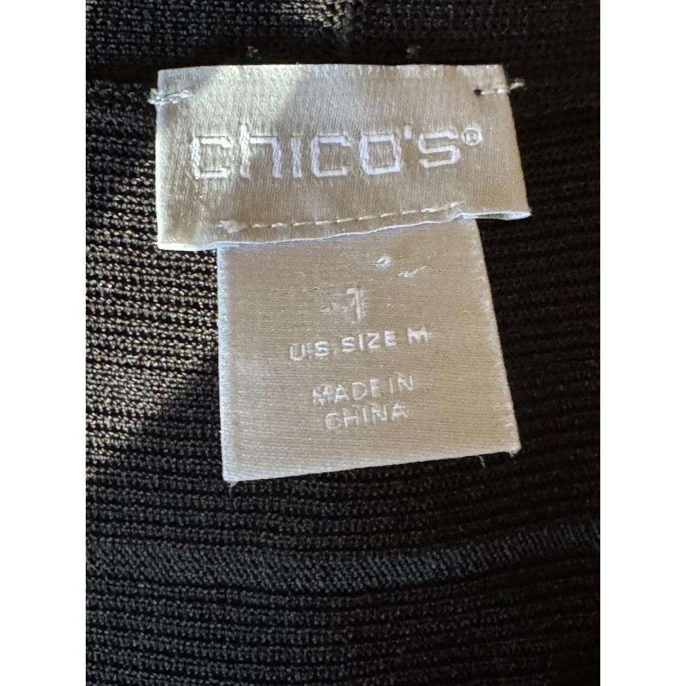 Chico's‎ Size 1 Black Shrug Style Open Kimono Jacket